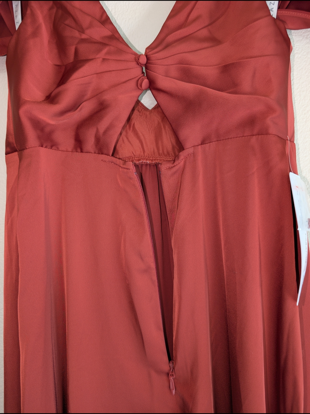 NWT Azazie Maternity Off-The-Shouler Stretch Satin Dress Size 6 - Picture 4 of 15